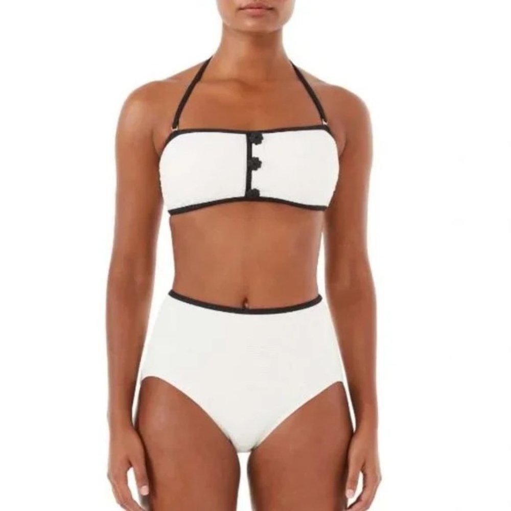 🦩NWT Kate Spade Contrast Bandeau Pique Texture Bikini  Small 🦩